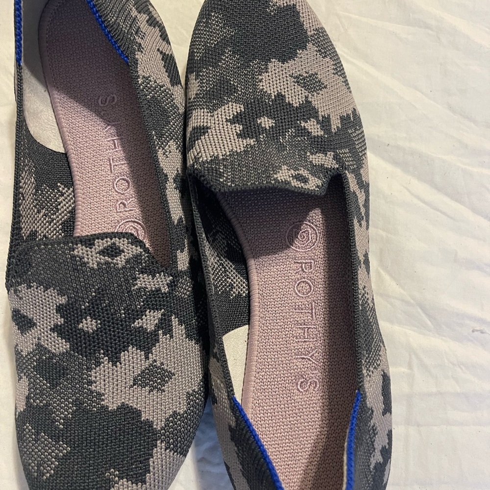 Rothy's Black and Gray Camouflage Flats